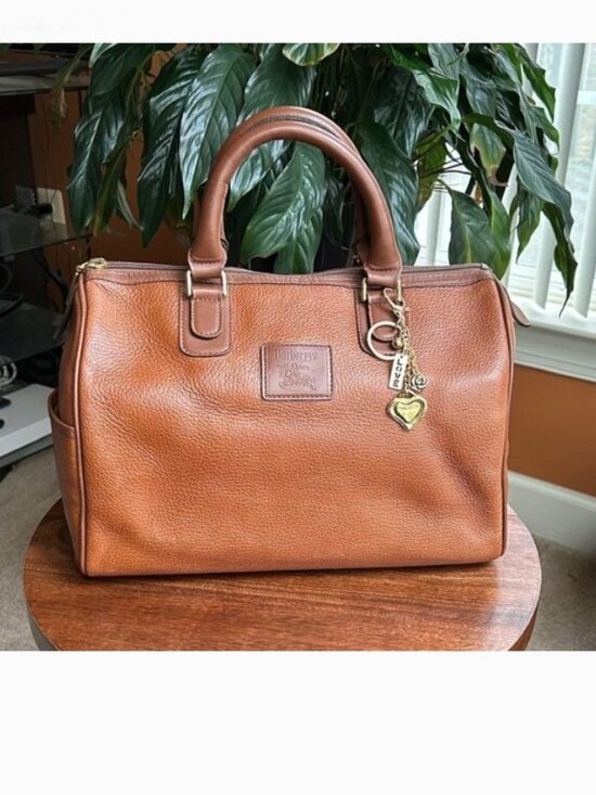 Burberry Handbags - BURBERRY Leather Boston Bag British Tan